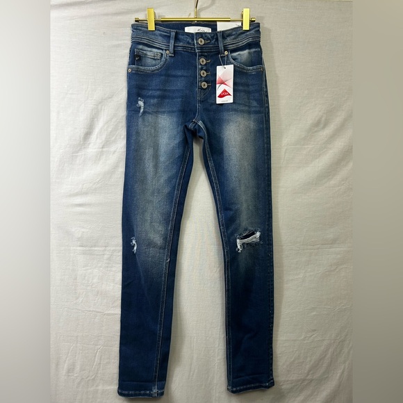Denim - Kancan Straight Distressed Jeans